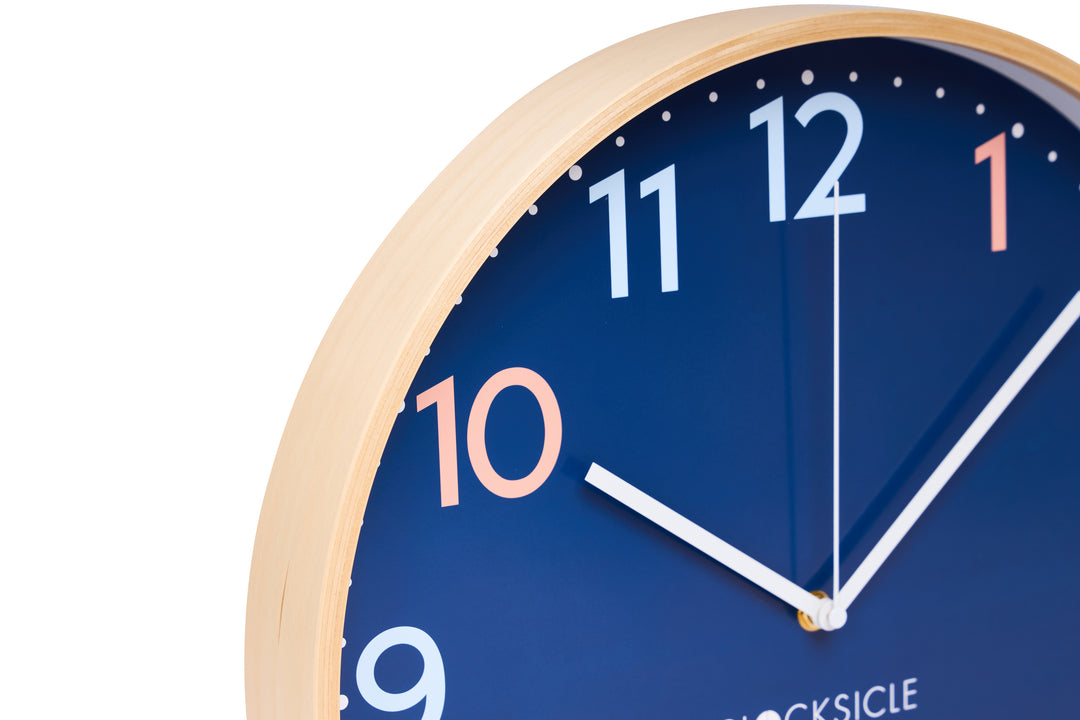 Clocksicle Silent Wood Wall Clock Sailor Blue 40cm CC-40-SAIL Zoom #size_40cm