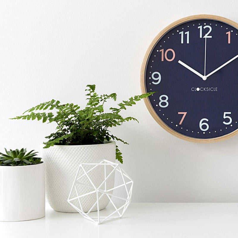 Clocksicle Silent Wood Wall Clock Sailor Blue LIfestyle 1 #size_31cm
