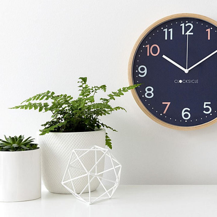 Clocksicle Silent Wood Wall Clock Sailor Blue LIfestyle 1 #size_31cm