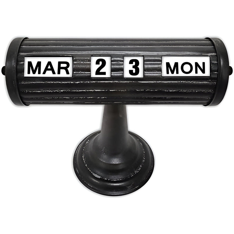 High ST. Vintage Style Rolled Iron Table Top Calendar Distressed Black 25cm 56017CAL 1