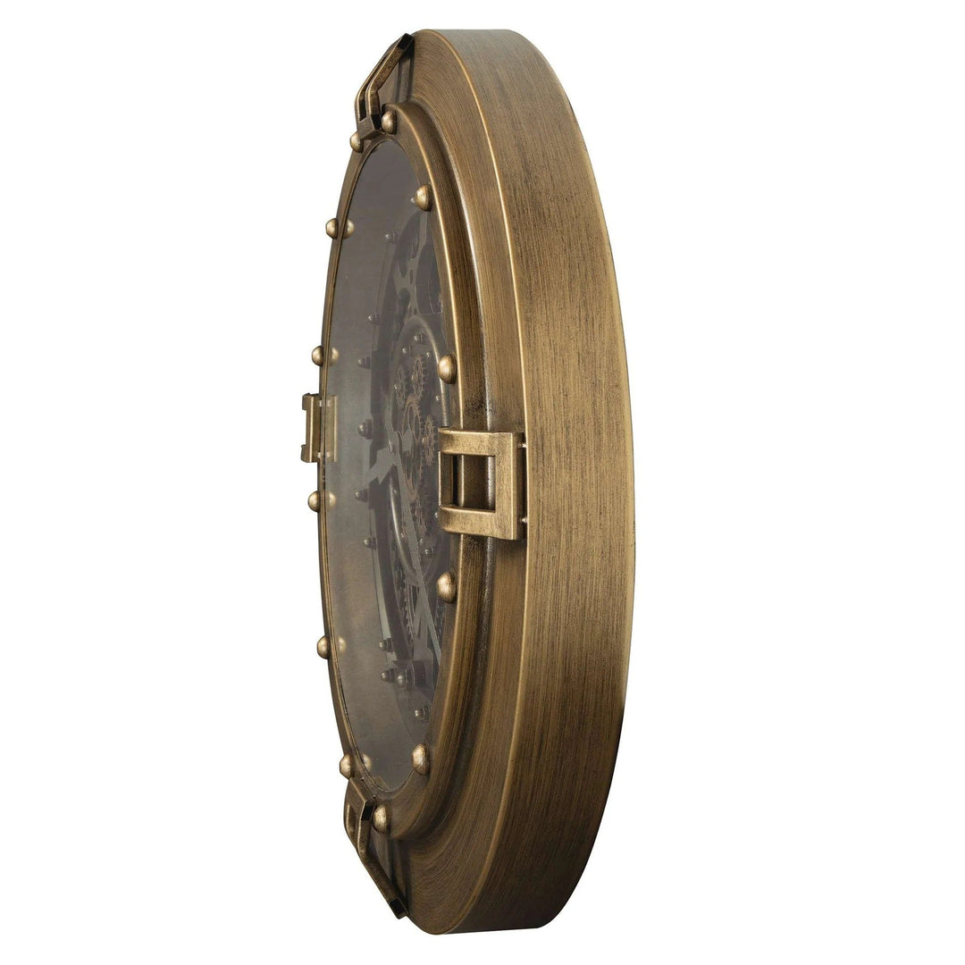 Howard Miller Gerallt Brass Finish Metal Moving Gears Wall Clock 60cm 625786 3