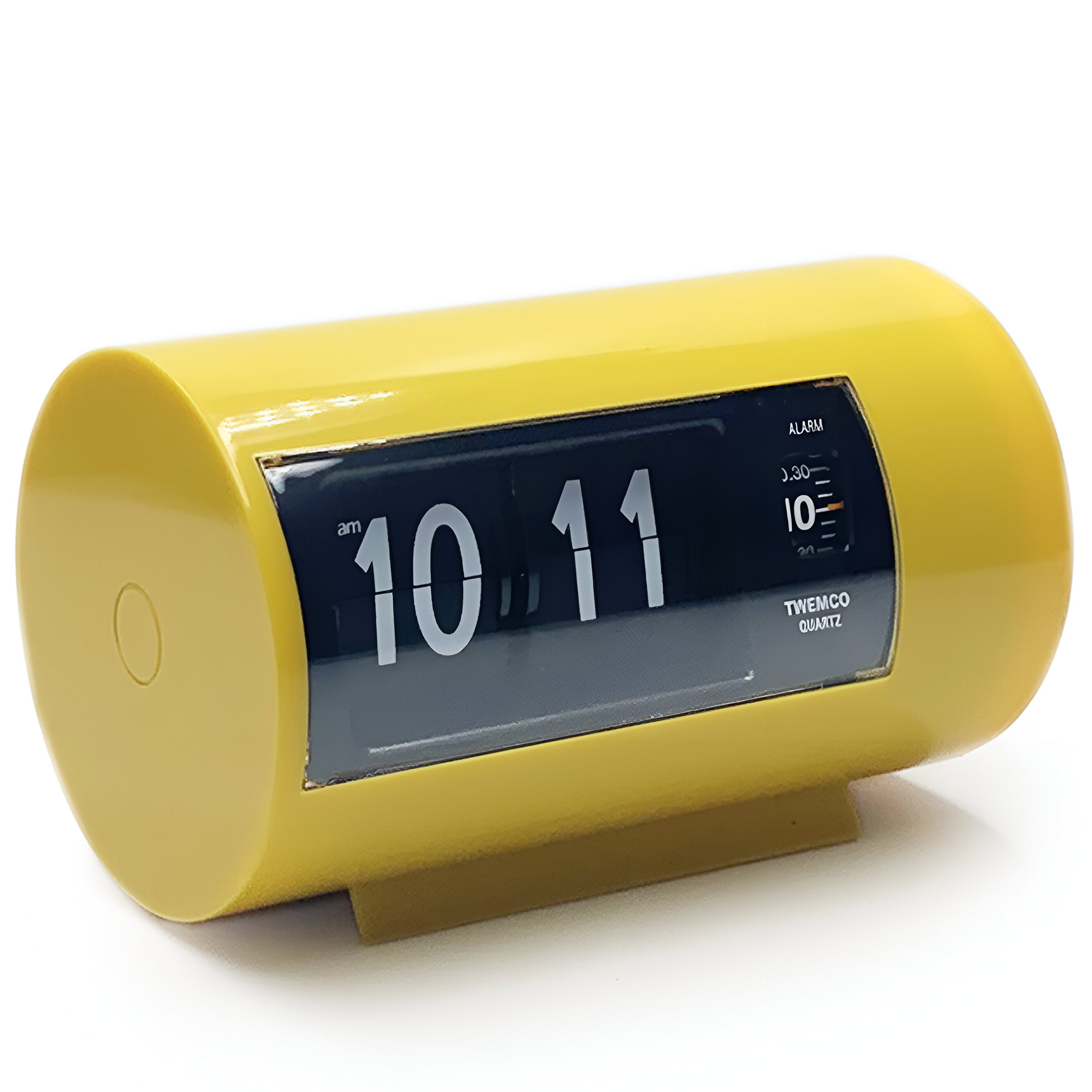 Jadco Cylindrical Flip Card Rotating Dial Alarm Clock Yellow Oh Clocks