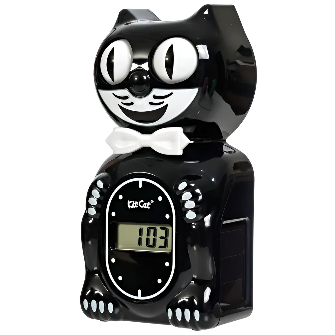 Kit Cat Klocks Solar Digital Alarm Clock Black 15cm OPSC-1 1