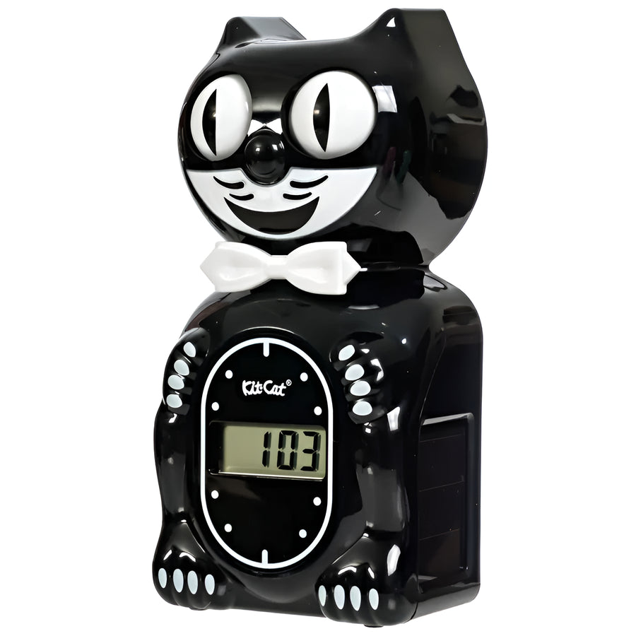 Kit Cat Klocks Solar Digital Alarm Clock Black 15cm OPSC-1 1