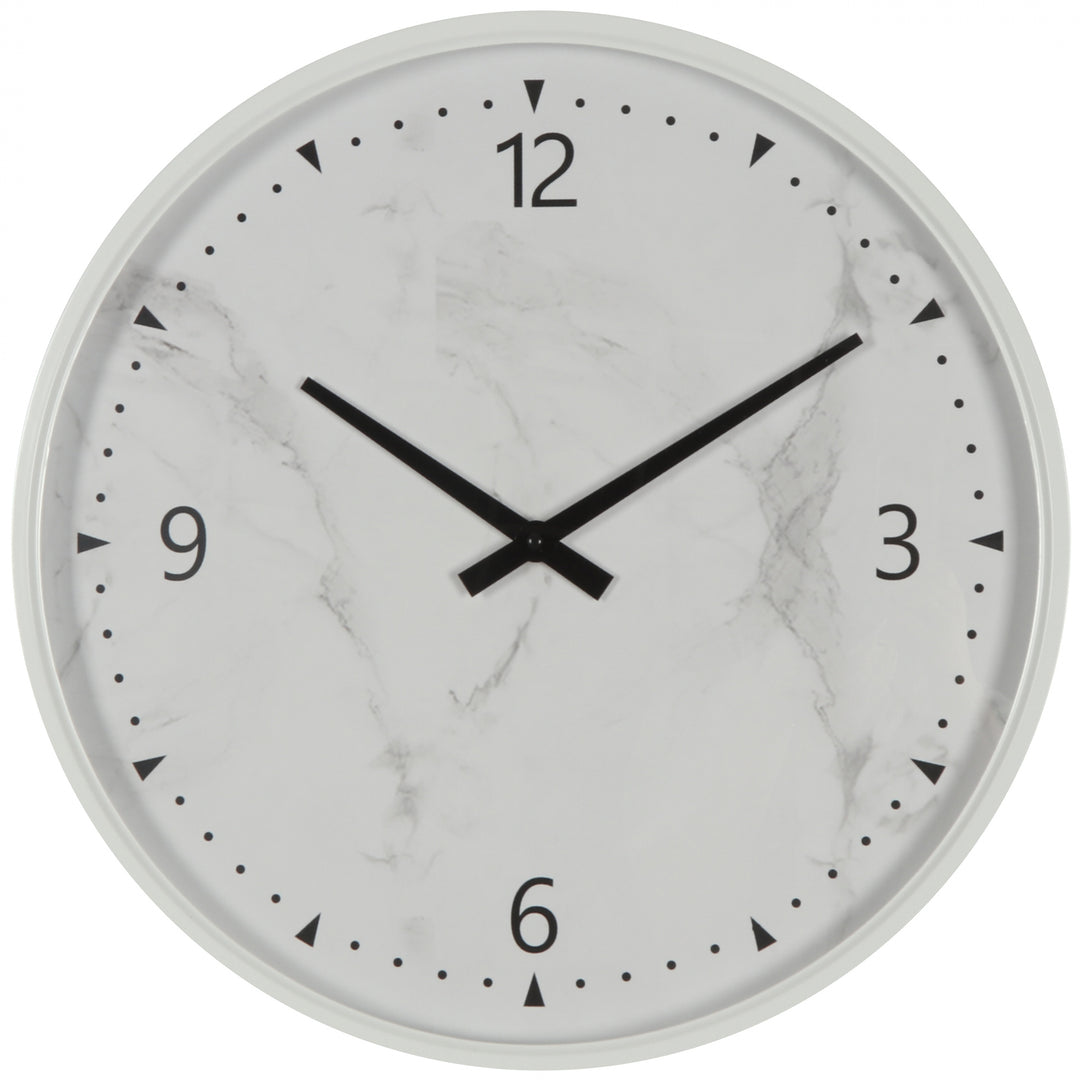 Koda Living Selene Minimalist White Marble Effect Metal Wall Clock 50cm KC5507 1