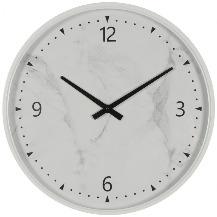 Koda Living Selene Minimalist White Marble Effect Metal Wall Clock 50cm KC5507 1