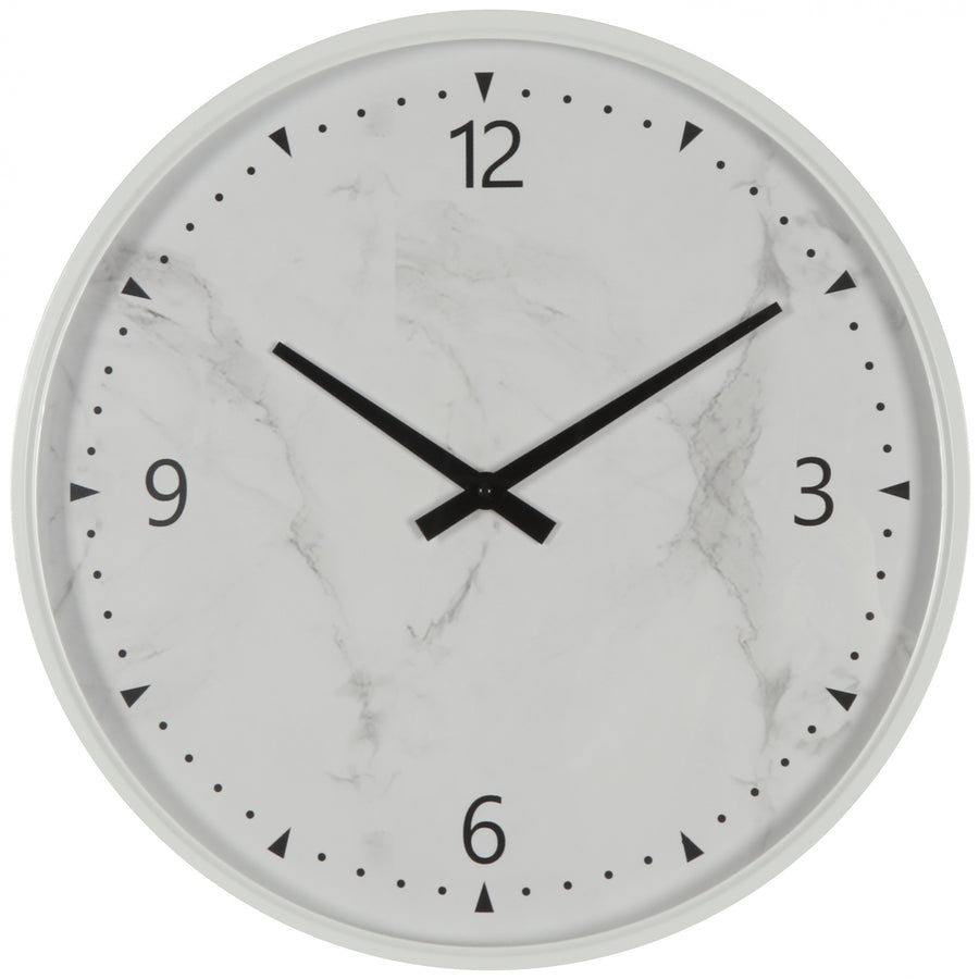 Koda Living Selene Minimalist White Marble Effect Metal Wall Clock 50cm KC5507 1