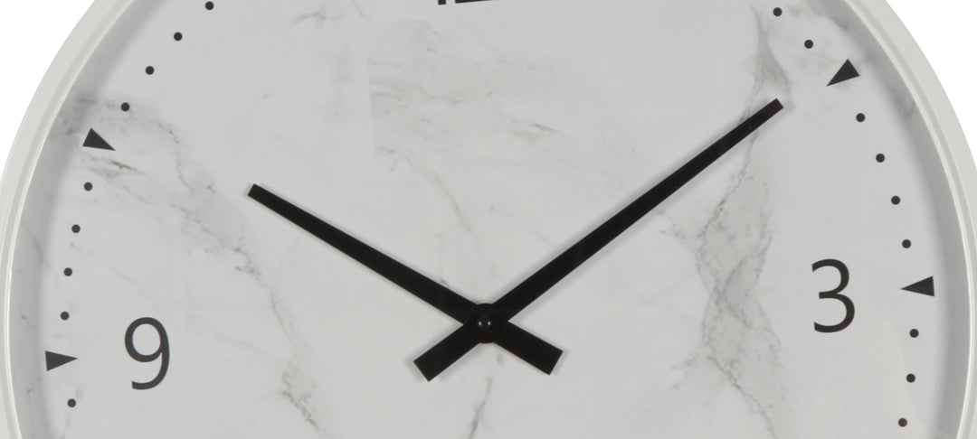 Koda Living Selene Minimalist White Marble Effect Metal Wall Clock 50cm KC5507 3