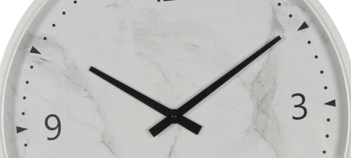 Koda Living Selene Minimalist White Marble Effect Metal Wall Clock 50cm KC5507 3
