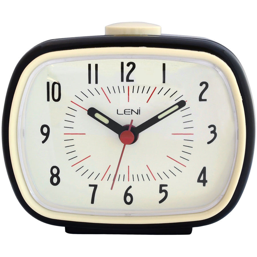 Leni Retro Square Alarm Clock Black 11cm 62020BLA 1