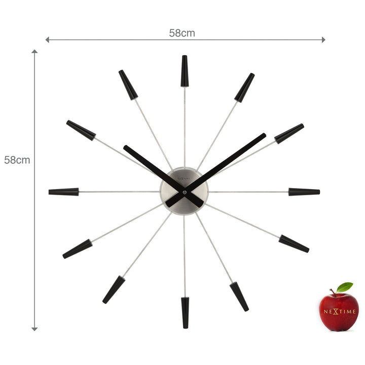 NeXtime Plug Inn Stainless Steel Wall Clock Black Silver 58cm 572610ZW 5