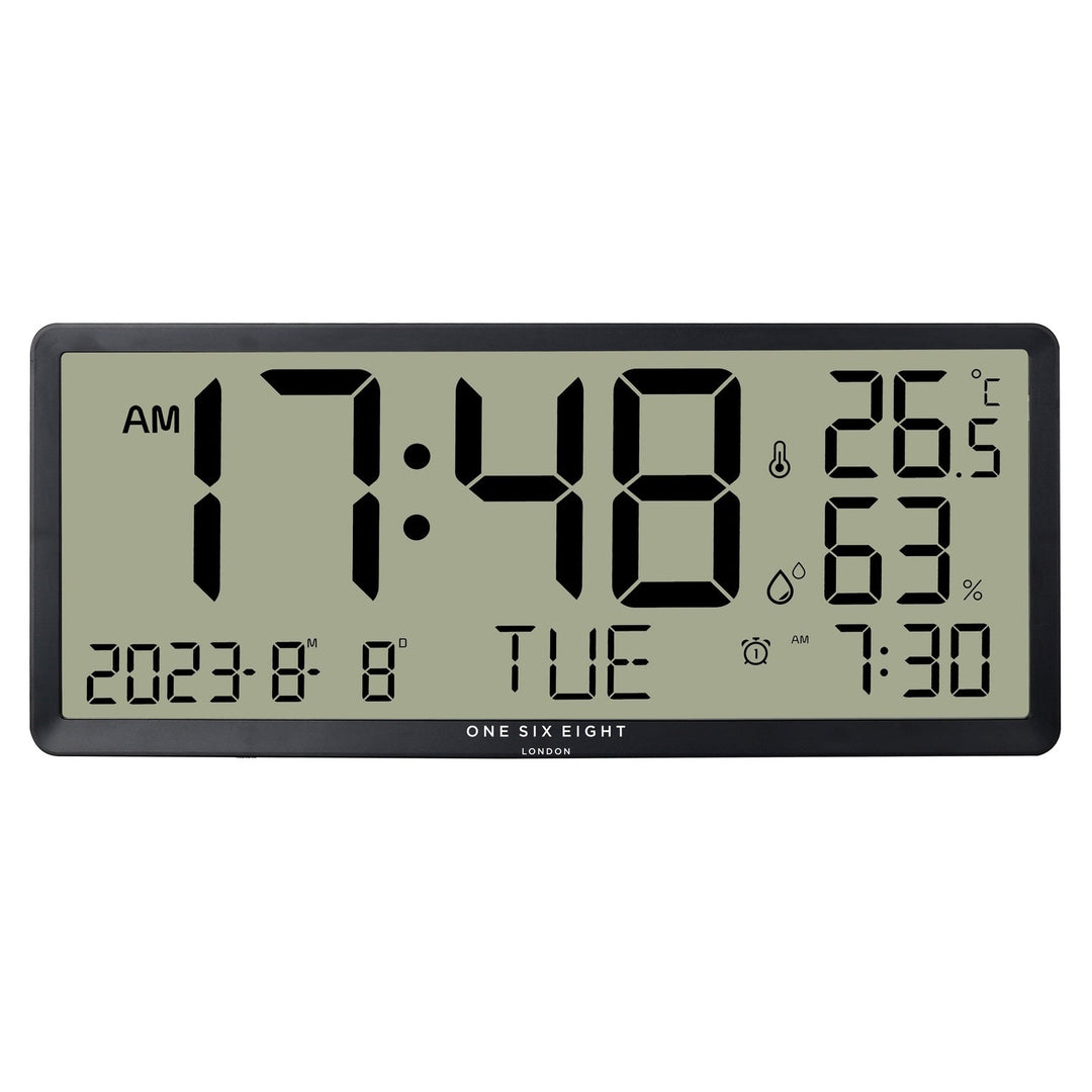 One Six Eight London Dylan XL Digital Wall Desk Clock Black 34cm 23209 1