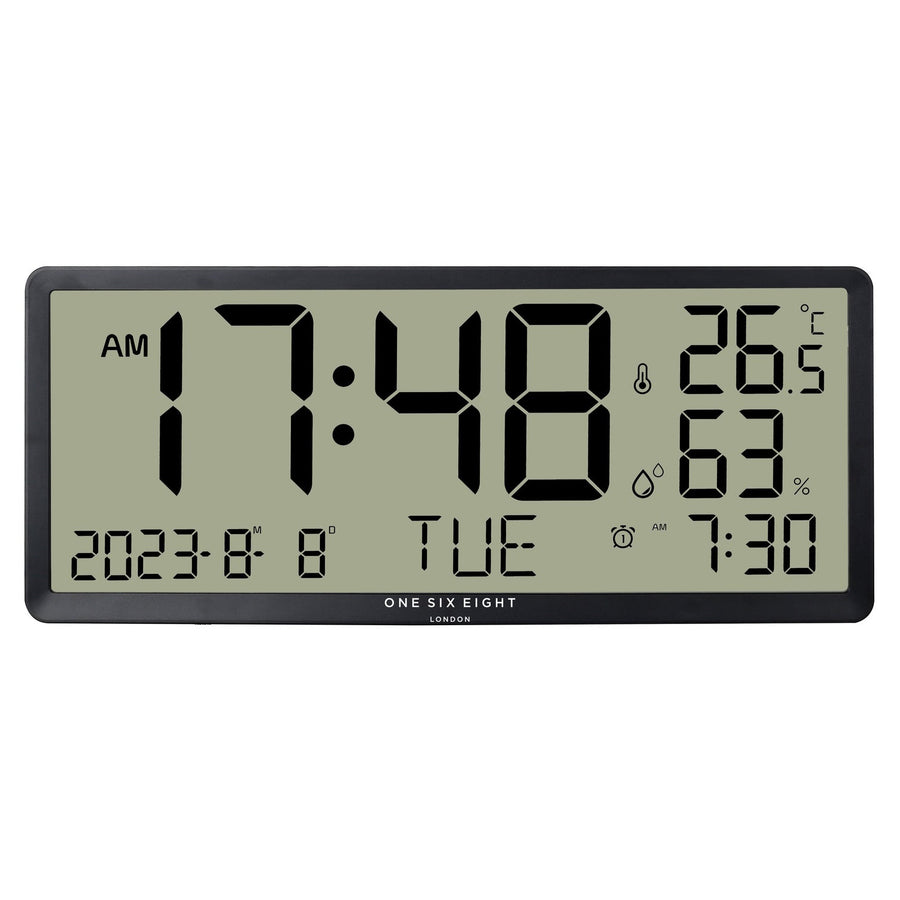 One Six Eight London Dylan XL Digital Wall Desk Clock Black 34cm 23209 1