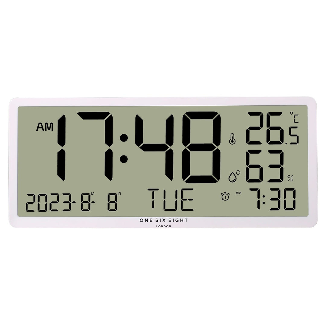 One Six Eight London Dylan XL Digital Wall Desk Clock White 34cm 23208 1
