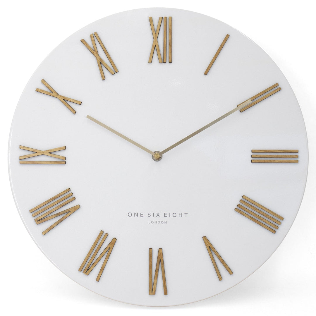 One Six Eight London Frederick Pressed Metal Wall Clock White 40cm 23200 1