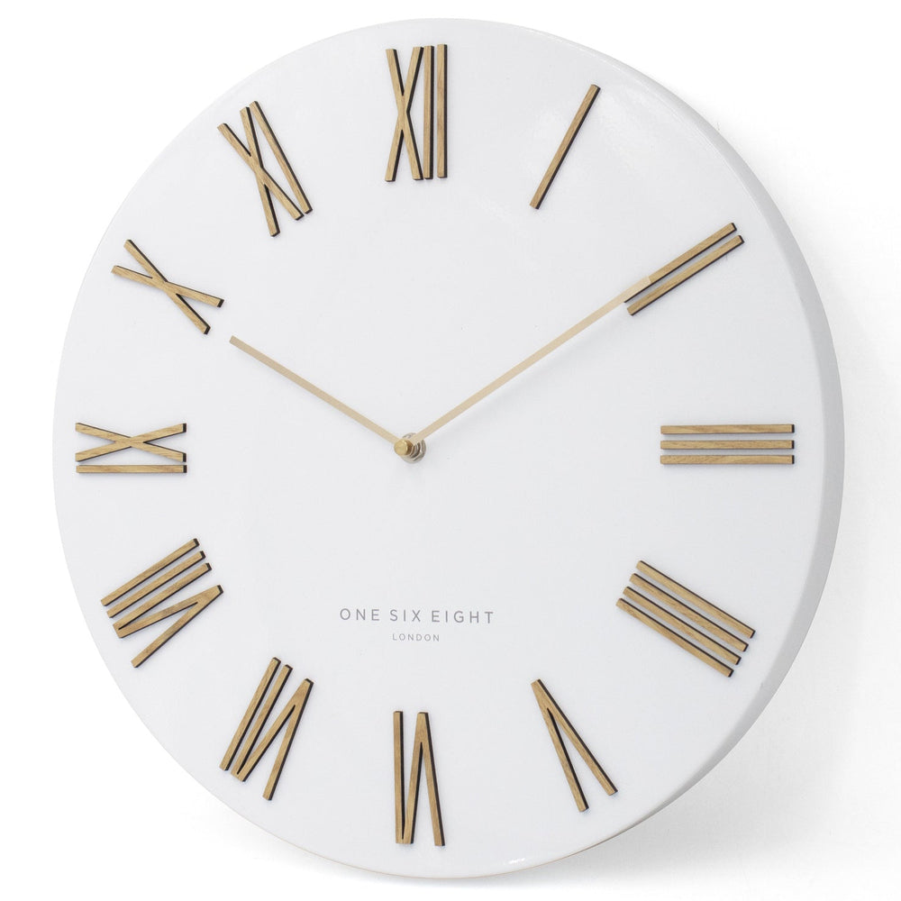One Six Eight London Frederick Pressed Metal Wall Clock White 40cm 23200 2