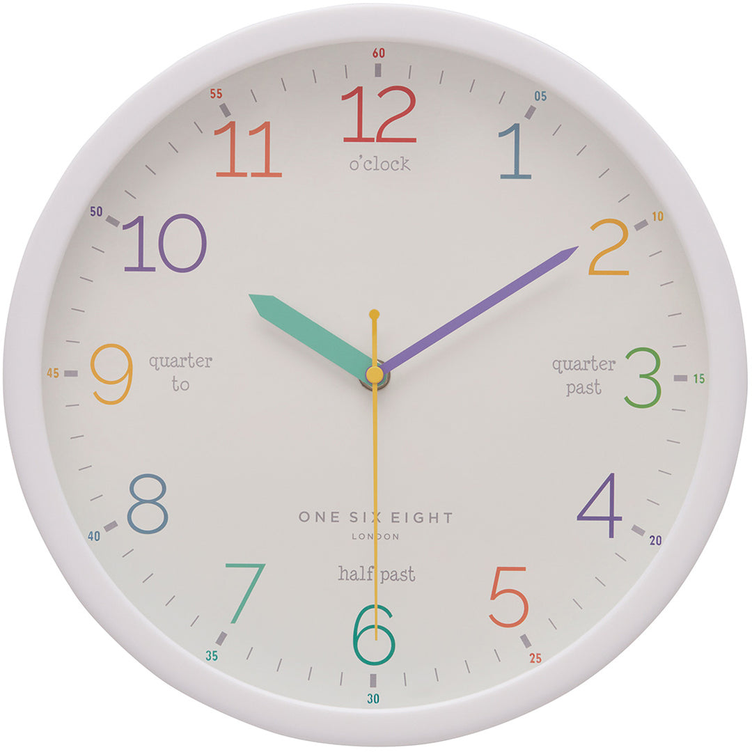 One Six Eight London Learn The Time Wall Clock White 30cm 22125 1