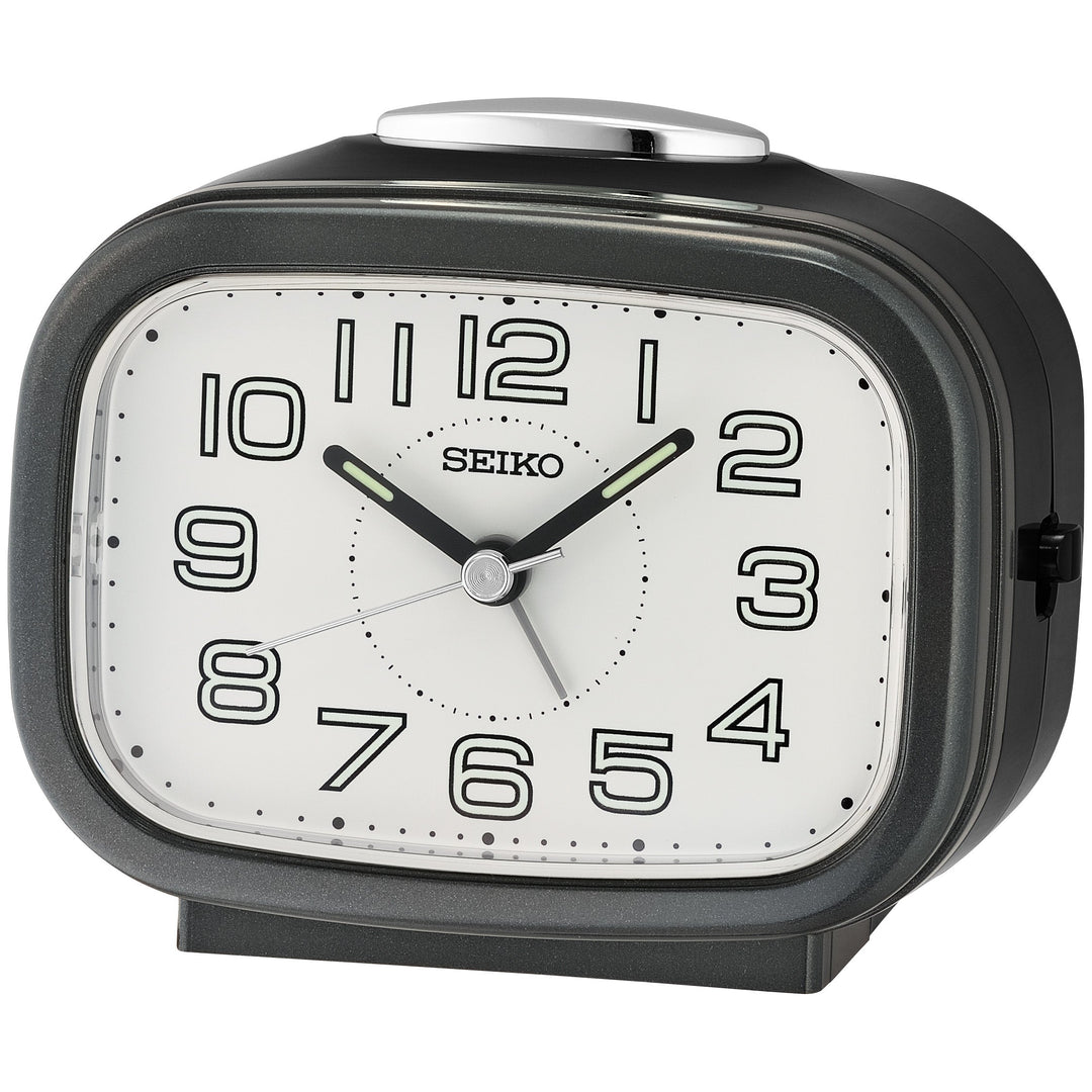 Seiko Amaro Luminous Analog Bedside Alarm Clock Black White 10cm QHK060-K 1