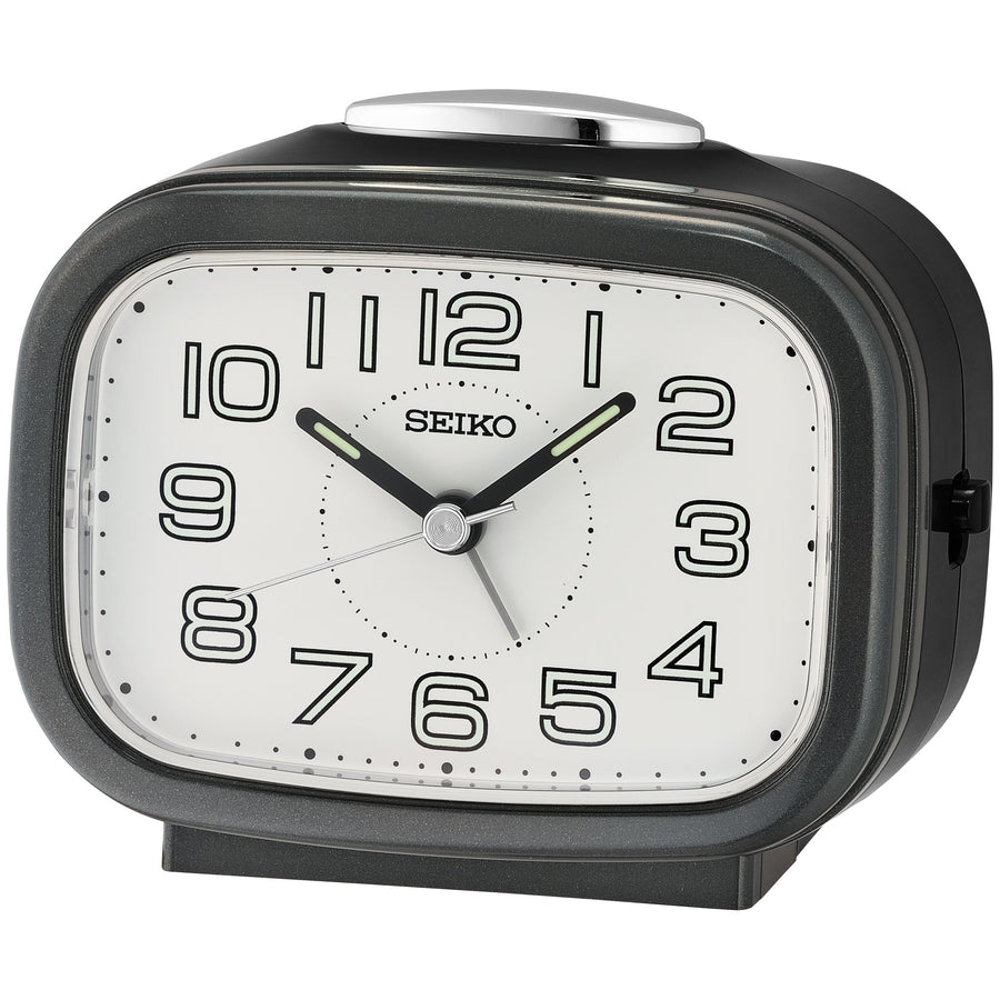 Seiko Amaro Luminous Analog Bedside Alarm Clock Black White 10cm QHK060-K 1