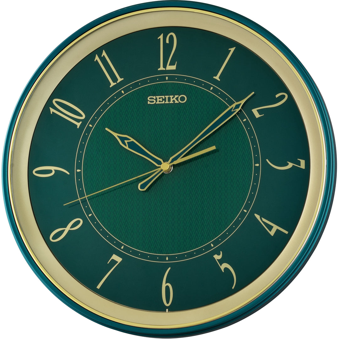 Seiko Herringbone Emerald Decorator Wall Clock Green 34cm QXA834-M 1