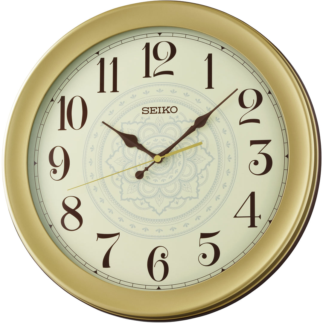 Seiko Mckenna Heritage Mandala Gold Brown Wall Clock Numbers 37cm QXA835-F 1