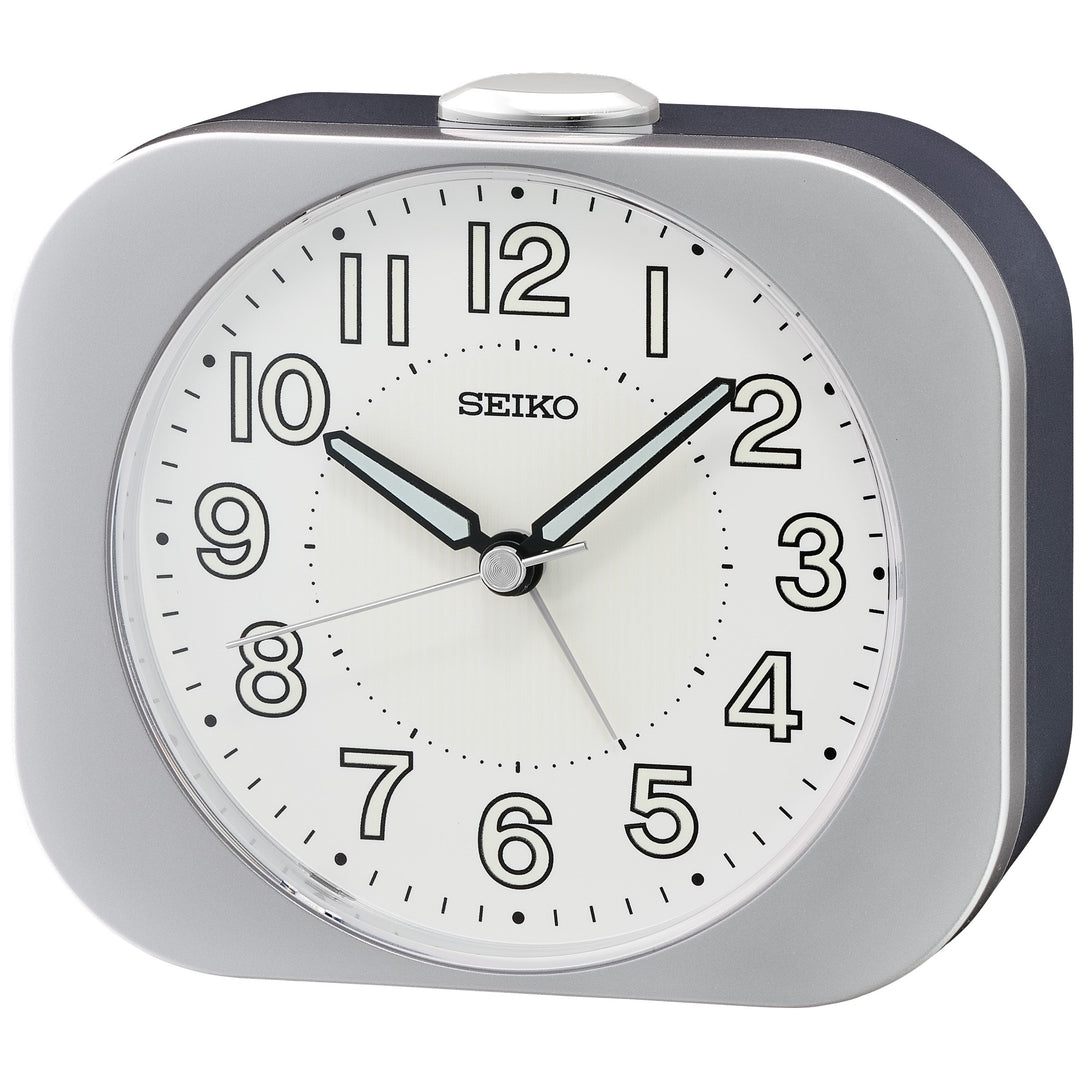 Seiko Miles Luminous Analog Bedside Alarm Clock Silver 11cm QHE206-S 1