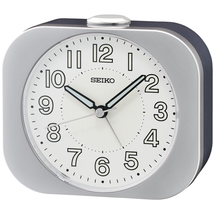 Seiko Miles Luminous Analog Bedside Alarm Clock Silver 11cm QHE206-S 1