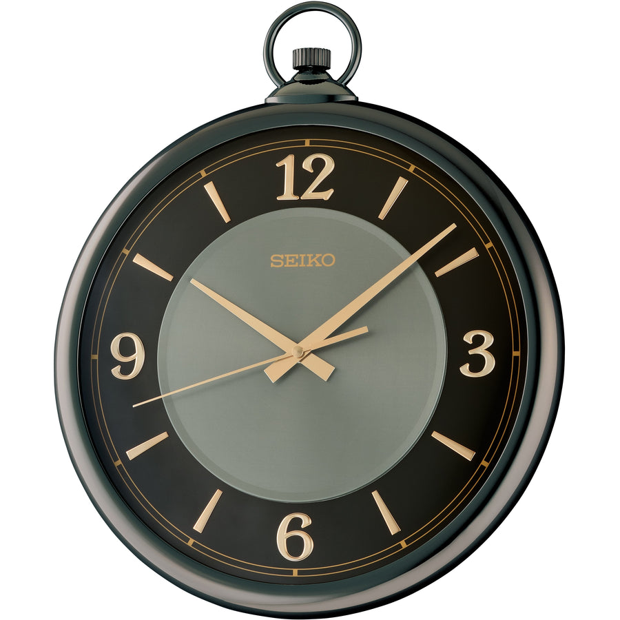 Seiko Monserrat FOB Watch Embossed Wall Clock Dark Silver 42cm QXA843-K 1
