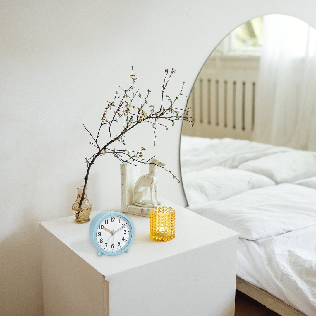 TFA Germany Asher Analog Round Modern Alarm Clock Light Blue 11cm 60.1043.20 5