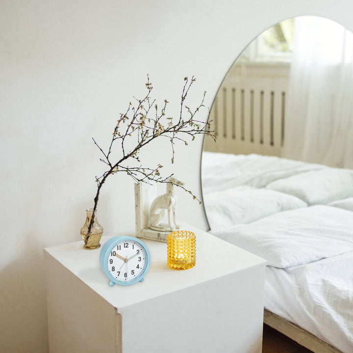 TFA Germany Asher Analog Round Modern Alarm Clock Light Blue 11cm 60.1043.20 5