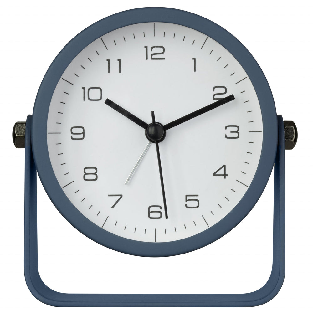 TFA Germany Azure Analog Rotating Stand Metal Alarm Clock Blue 10cm 60.1042.06 2