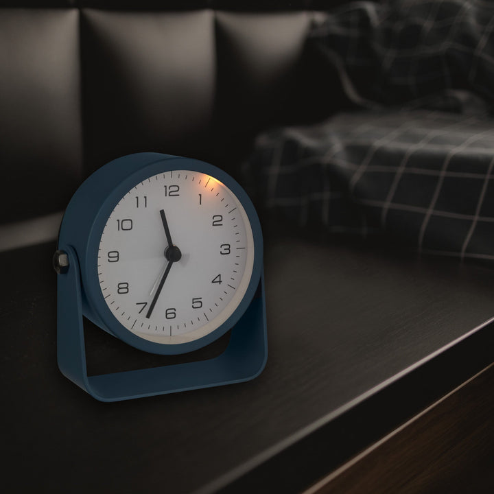 TFA Germany Azure Analog Rotating Stand Metal Alarm Clock Blue 10cm 60.1042.06 5