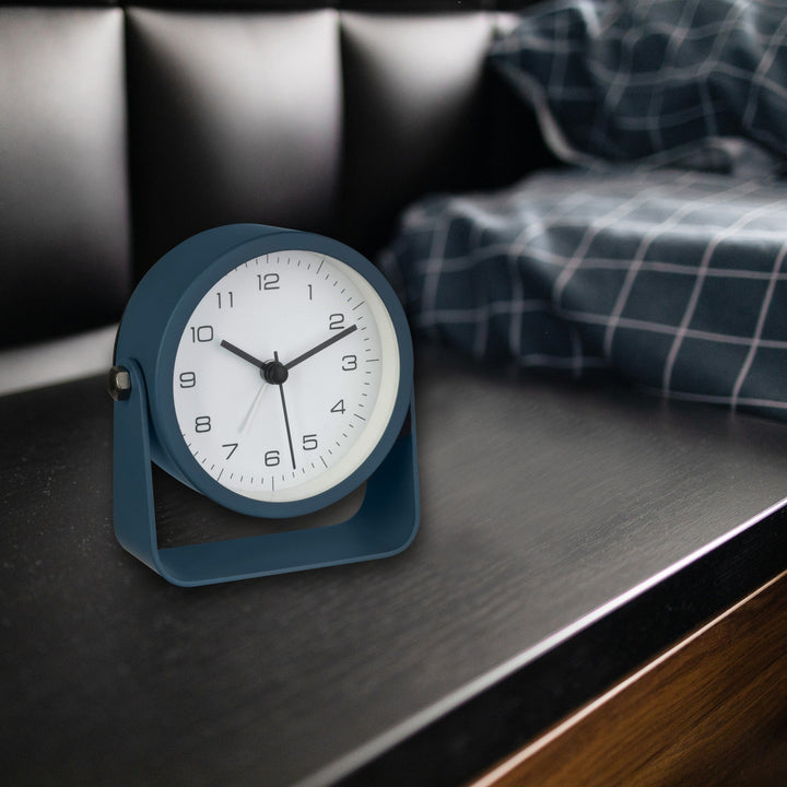 TFA Germany Azure Analog Rotating Stand Metal Alarm Clock Blue 10cm 60.1042.06 6