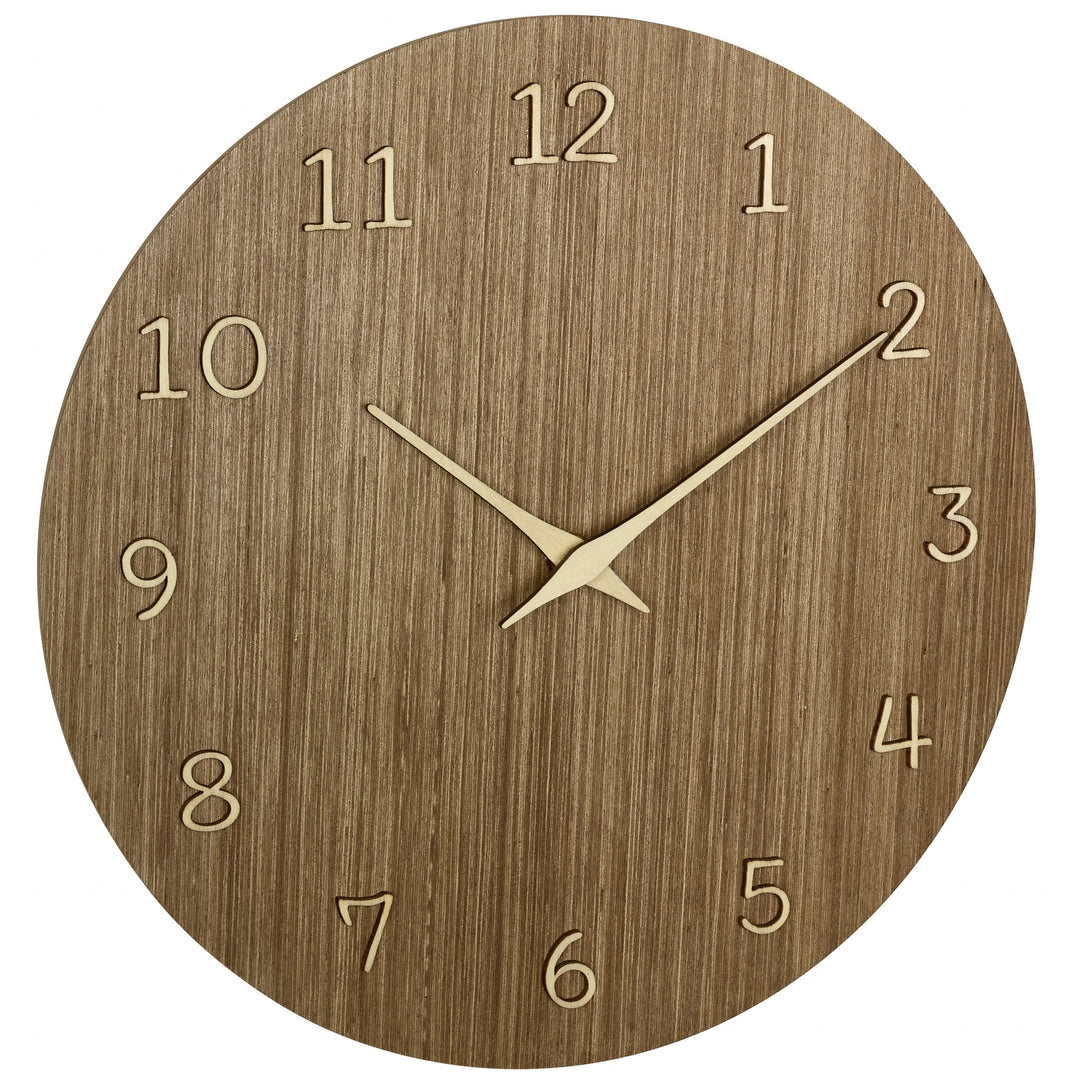 TFA Germany Maylin Wooden 3D Embossed Numerals Wall Clock Dark Brown 30cm 60.3072.23 1