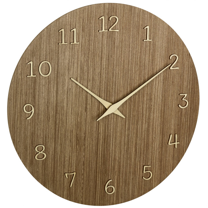 TFA Germany Maylin Wooden 3D Embossed Numerals Wall Clock Dark Brown 30cm 60.3072.23 1
