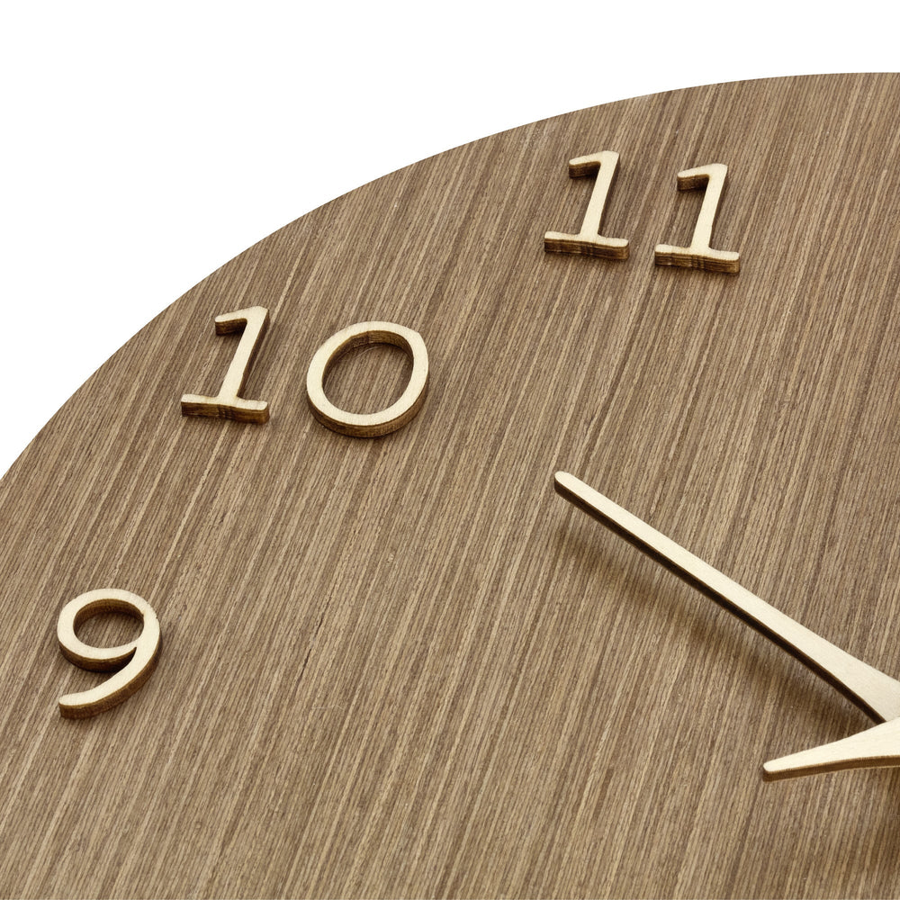 TFA Germany Maylin Wooden 3D Embossed Numerals Wall Clock Dark Brown 30cm 60.3072.23 2