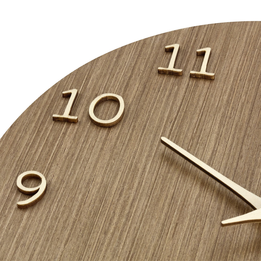 TFA Germany Maylin Wooden 3D Embossed Numerals Wall Clock Dark Brown 30cm 60.3072.23 2