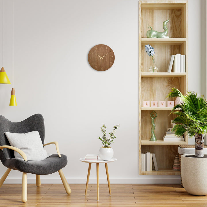 TFA Germany Maylin Wooden 3D Embossed Numerals Wall Clock Dark Brown 30cm 60.3072.23 4