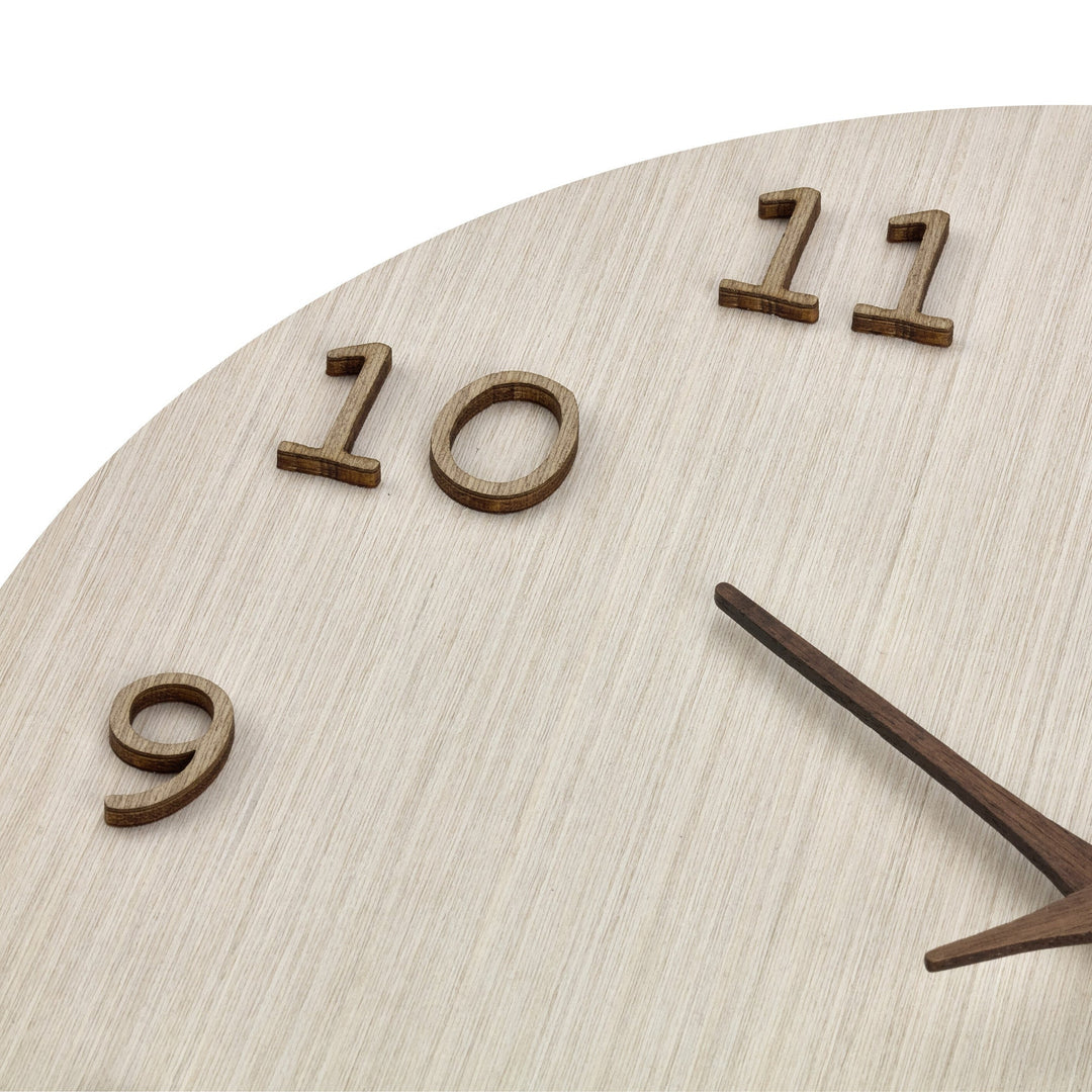 TFA Germany Maylin Wooden 3D Embossed Numerals Wall Clock Light Brown 30cm 60.3072.01 2