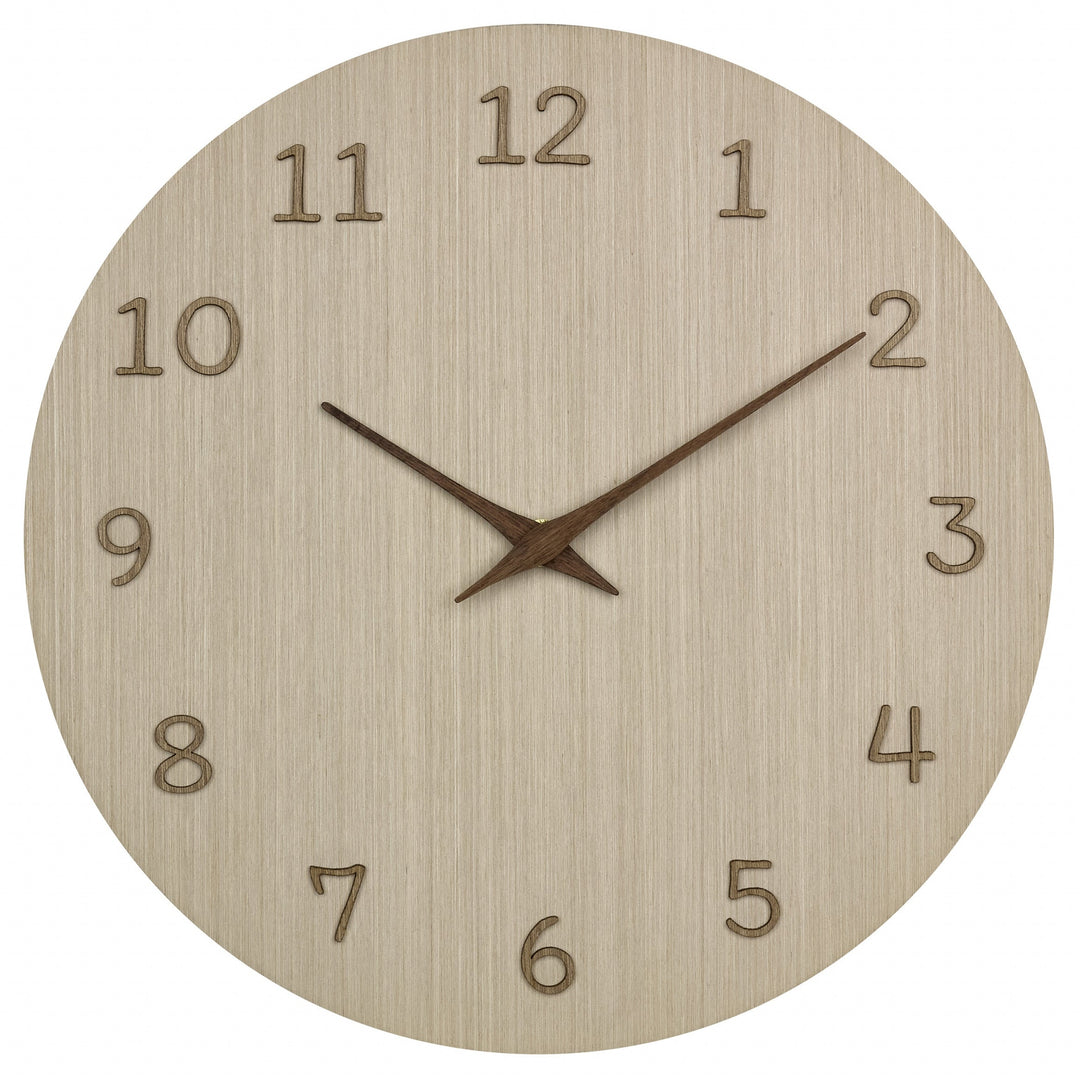 TFA Germany Maylin Wooden 3D Embossed Numerals Wall Clock Light Brown 30cm 60.3072.01 3