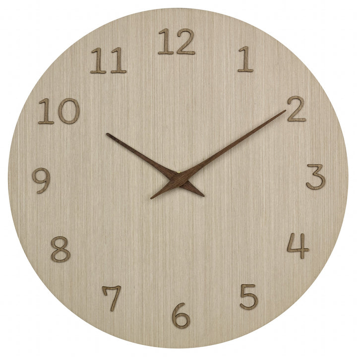 TFA Germany Maylin Wooden 3D Embossed Numerals Wall Clock Light Brown 30cm 60.3072.01 3