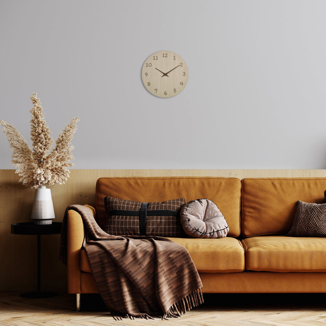 TFA Germany Maylin Wooden 3D Embossed Numerals Wall Clock Light Brown 30cm 60.3072.01 4