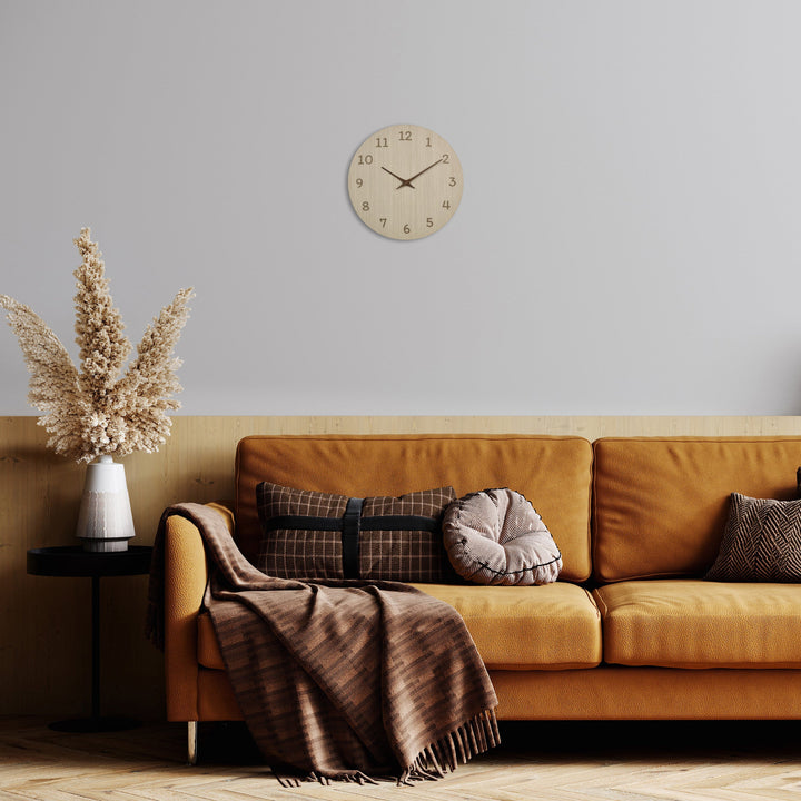 TFA Germany Maylin Wooden 3D Embossed Numerals Wall Clock Light Brown 30cm 60.3072.01 4