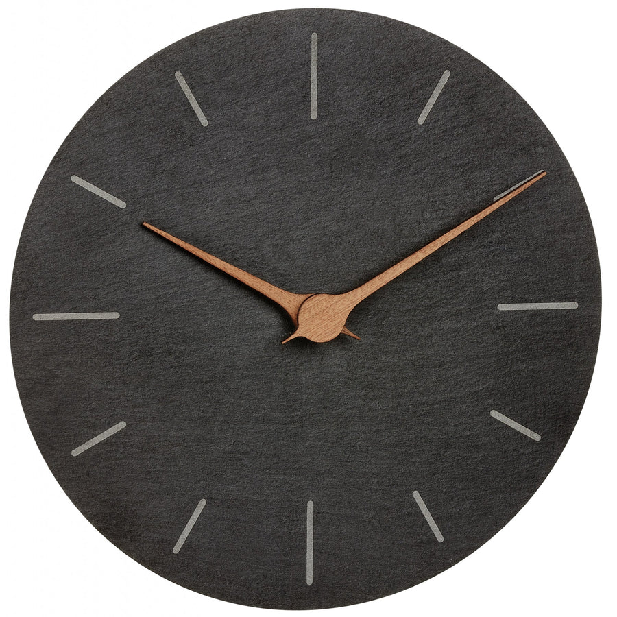 TFA Germany Slate Engraved Markers Wall Clock Dark Grey 25cm 60.3068.10 1