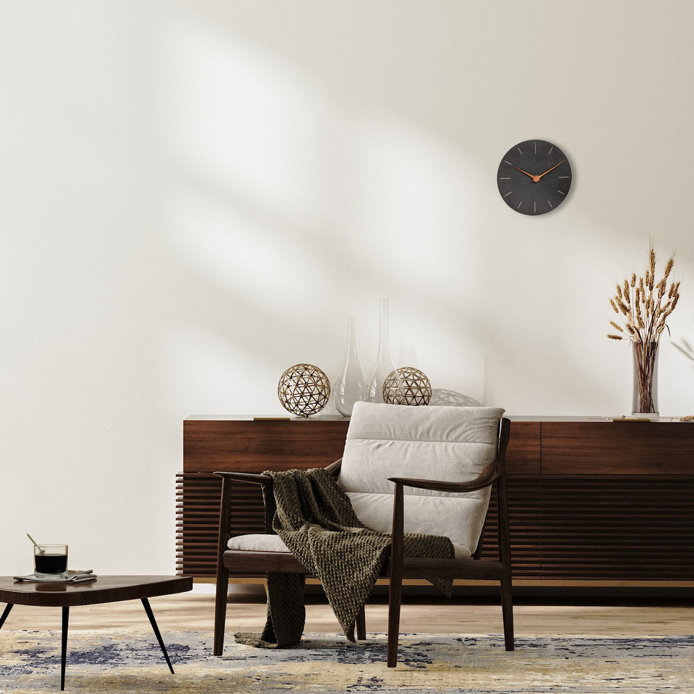 TFA Germany Slate Engraved Markers Wall Clock Dark Grey 25cm 60.3068.10 2