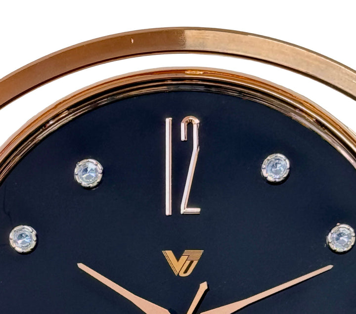 Victory Brynn Modern Floating Dial Pendulum Wall Clock Black Rose Gold 36cm CCJ-1168BK 4