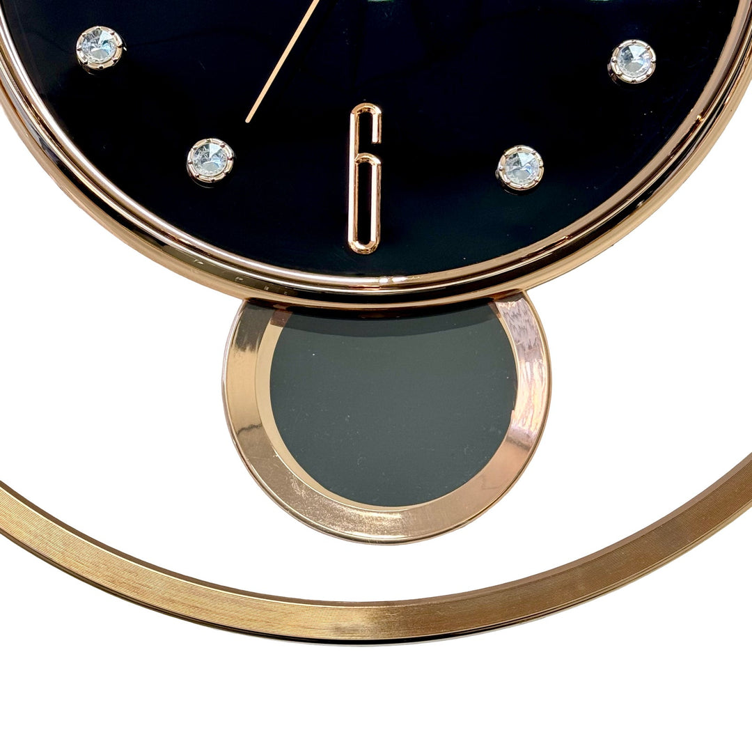 Victory Brynn Modern Floating Dial Pendulum Wall Clock Black Rose Gold 36cm CCJ-1168BK 5