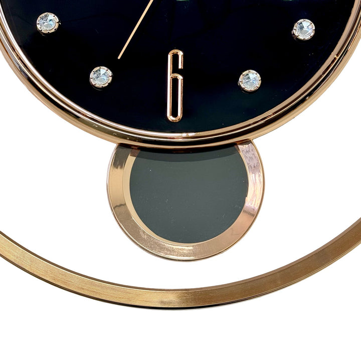 Victory Brynn Modern Floating Dial Pendulum Wall Clock Black Rose Gold 36cm CCJ-1168BK 5