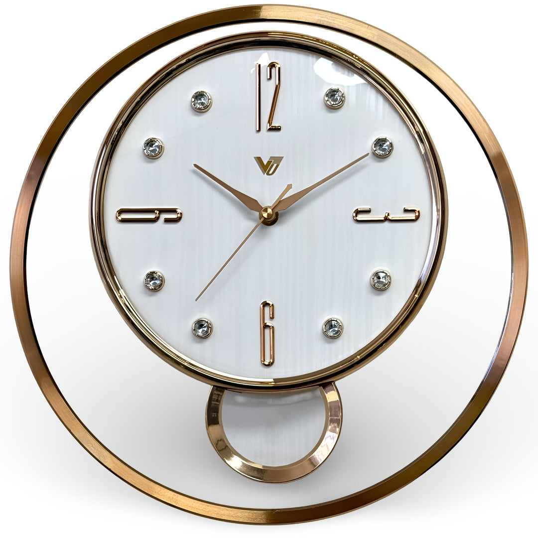 Victory Brynn Modern Floating Dial Pendulum Wall Clock White Rose Gold 36cm CCJ-1168WT 1