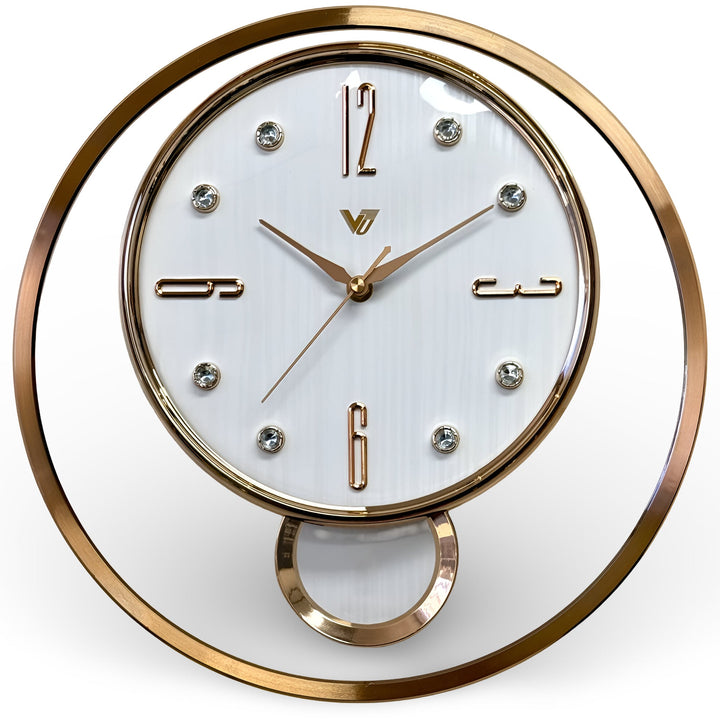 Victory Brynn Modern Floating Dial Pendulum Wall Clock White Rose Gold 36cm CCJ-1168WT 1